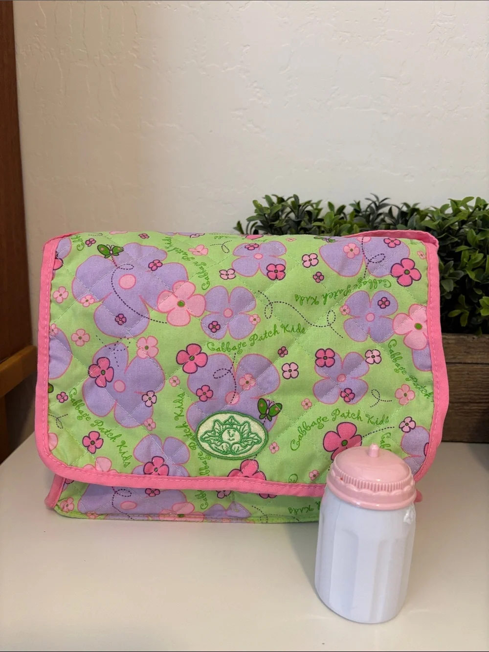 Cabbage Patch Kids Pink  & Green Floral Doll Carrier Set
